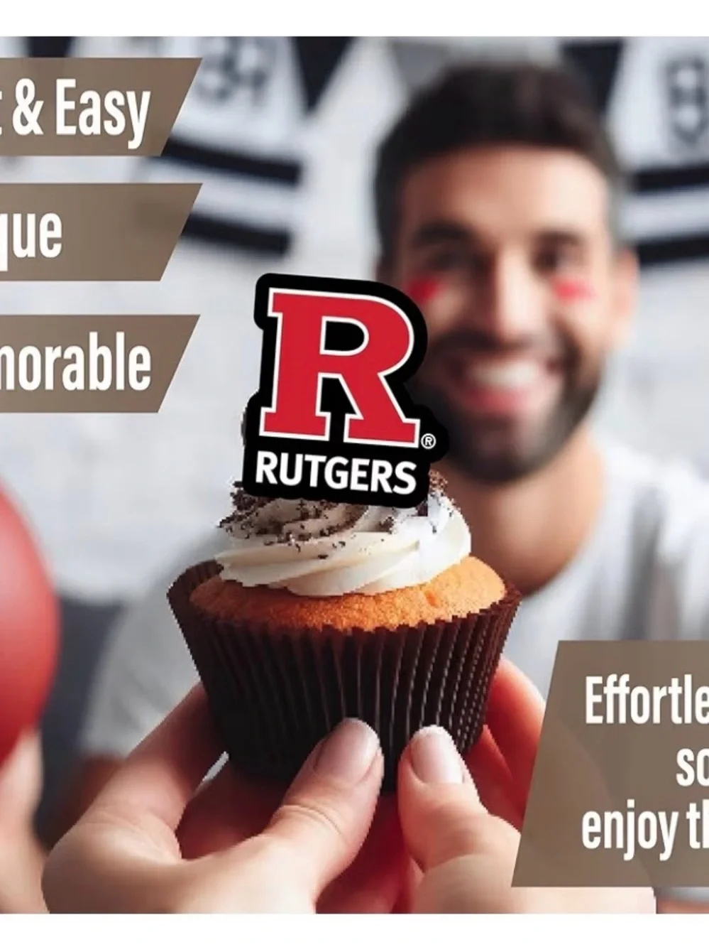 Rutgers Cupcake Toppers 24 Pc Graduation Birthday Football Party Supplies